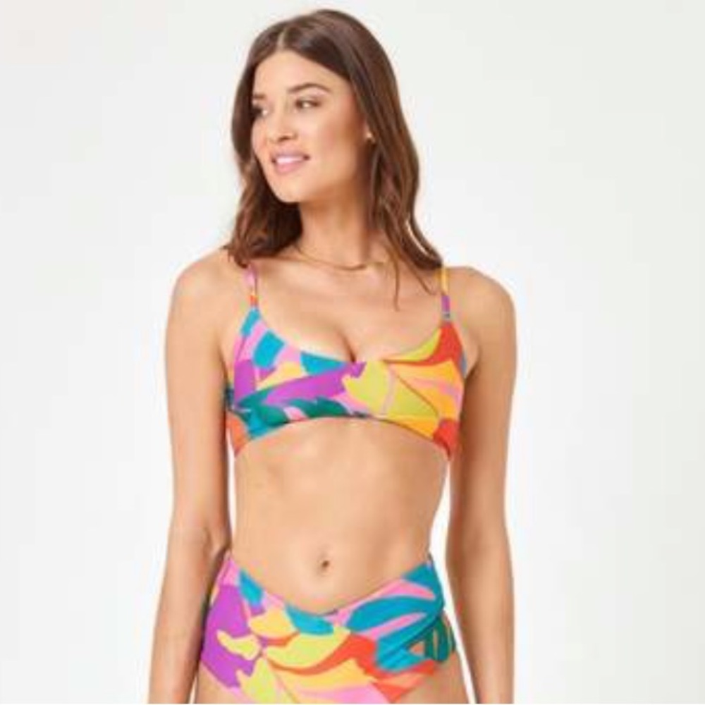 L*SPACE Printed High Tide Bikini Top In Copacabana NEW Size XS - Picture 2 of 5